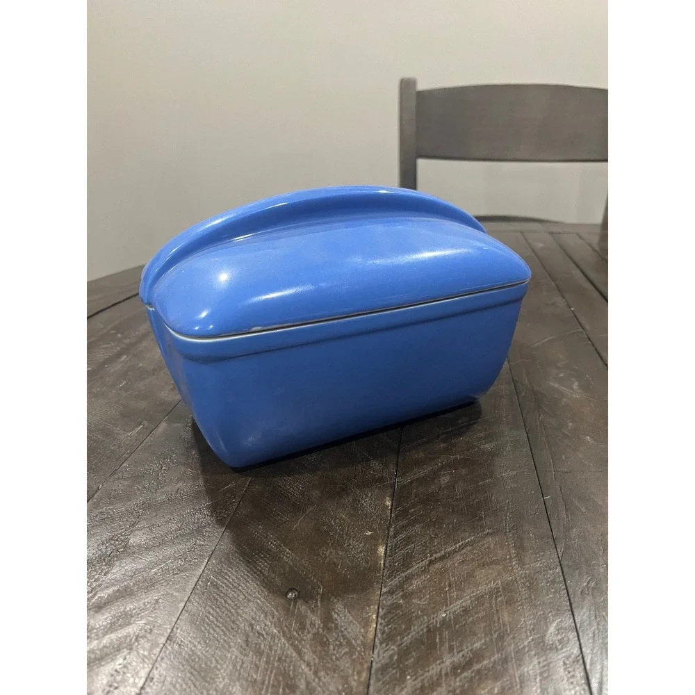 Hall Blue Ceramic Refrigerator Dish & Lid Vintage Art Deco 5014 for Westinghouse
